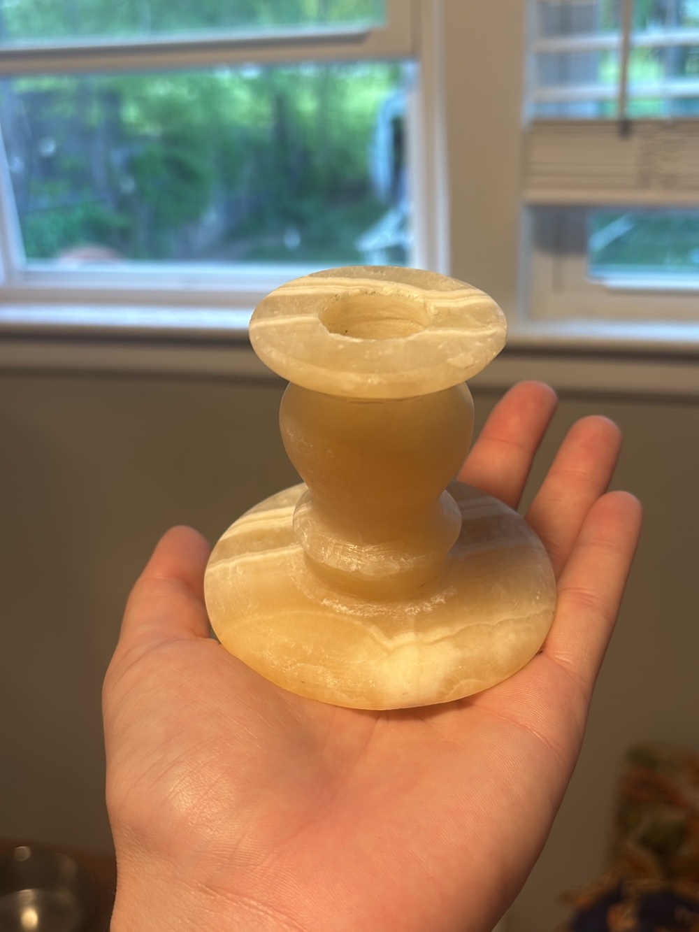 Handcrafted Cream Onyx Candle Holder - Home Accents
